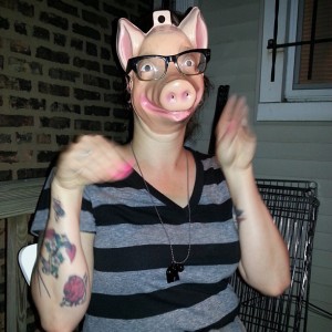 La De Blog - Jen with pig face mask
