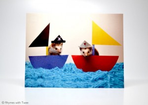 Rhymes with Twee - hedgehog postcard - Alasdair & Magoo sail the twee